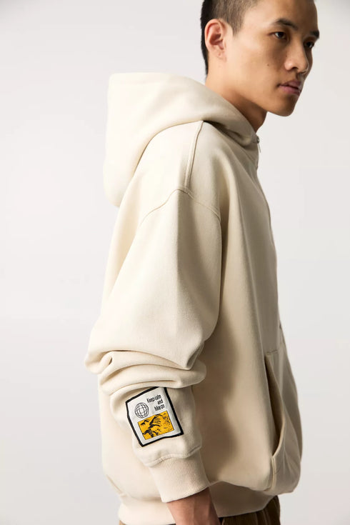 PULL & BEAR sand zip hoodie for men